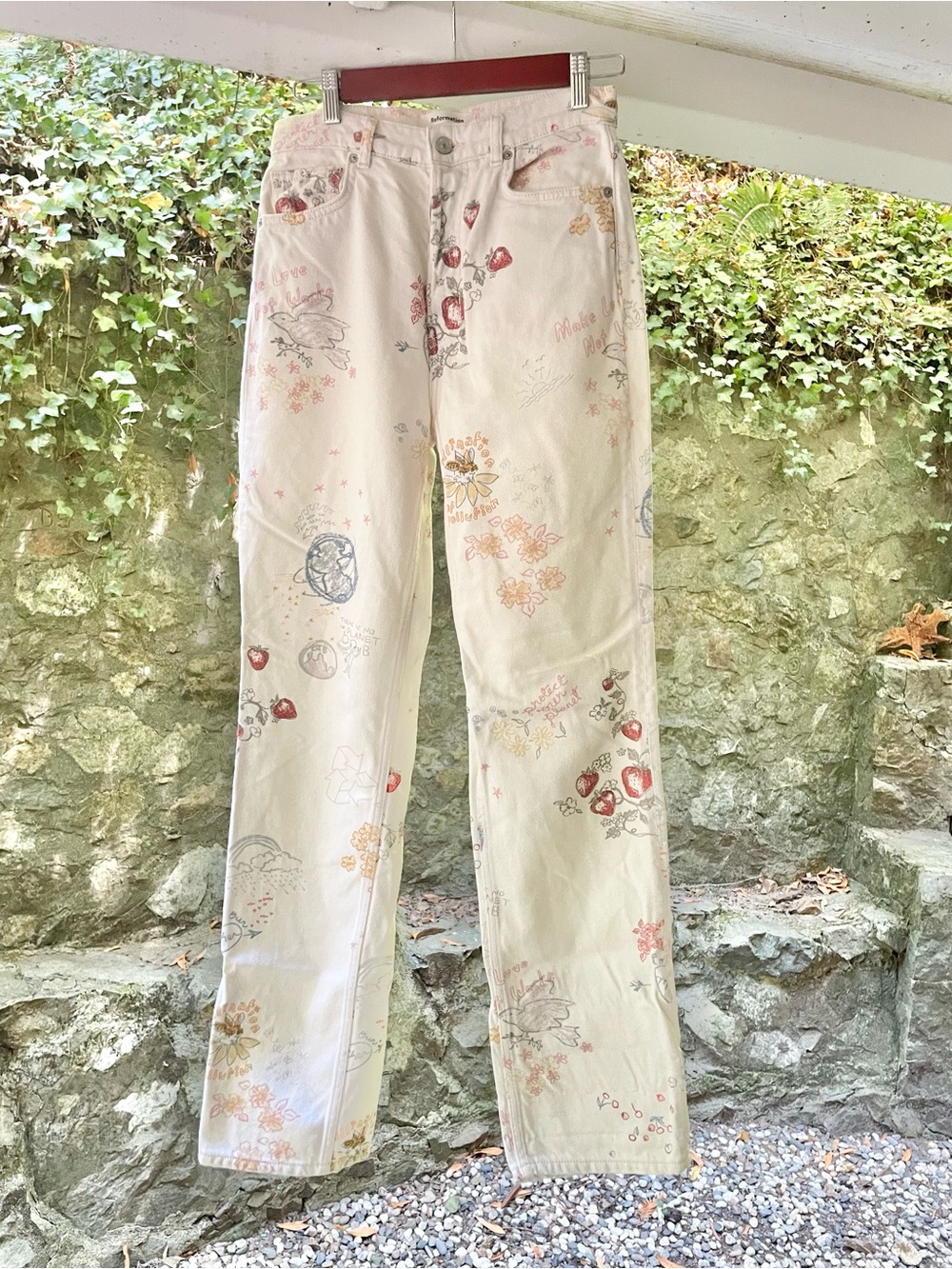 Reformation Cynthia Doodle High Rise Straight-Leg Jeans Size 27